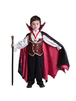 Gothic Vampire Costume Deluxe Set for Boys, Kids Halloween Party Favors, Dress Up,Role Play and Cosplay (Small)