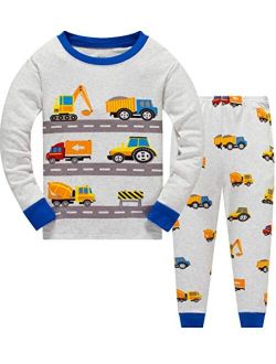 Popshion Boys Pajamas 100% Cotton Space Pjs Toddler 2 Piece Sleepwear Kids Winter Clothes Set 3t-10t