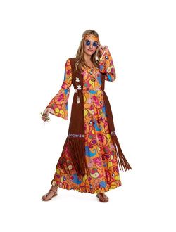 Costumes Hippie Costume Women 70s Costume For Women 70's Dress Outfit 60s Halloween Costume For Women