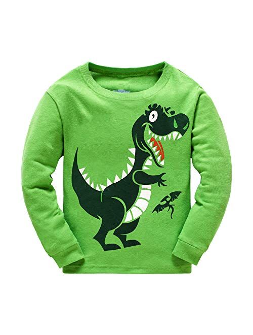Little Hand Little Boys Pajamas Fire Truck 100% Cotton Kids Train 2 Piece Pjs Dinosaur Sleepwear Toddler Boy Clothes Sets 2-7 Years