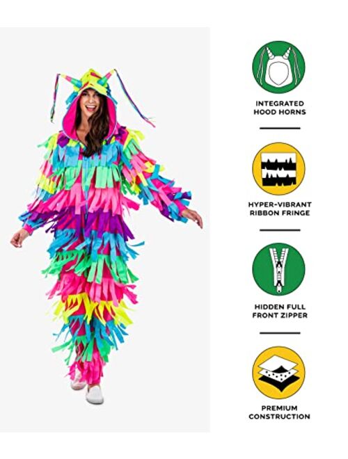 Tipsy Elves Halloween Multicolor Pinata Costume Jumpsuit with Bright and Colorful Streamers All Over for Women