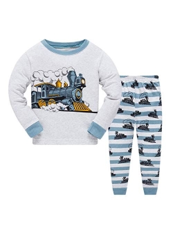 Akyzic Boys Pajamas Planet 100% Cotton Sleepwear Toddler Kids 2 Piece Long Sleeve Pjs 3-10 Years