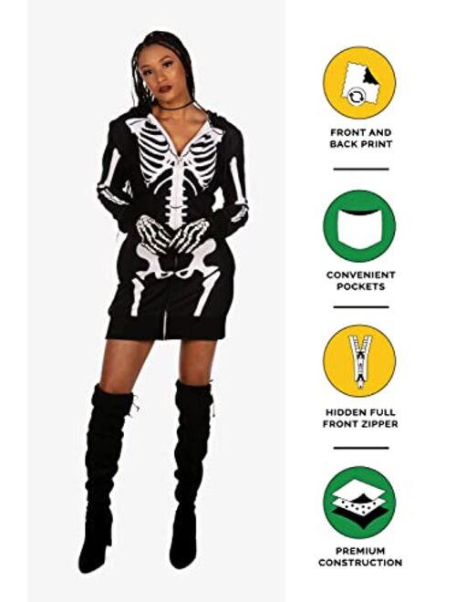 Tipsy Elves Women's Skeleton Costume Dress - Cute Spooky Black and White Halloween Outfit