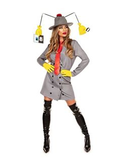 Women's Halloween Grey Detective Gadget Costume Dress