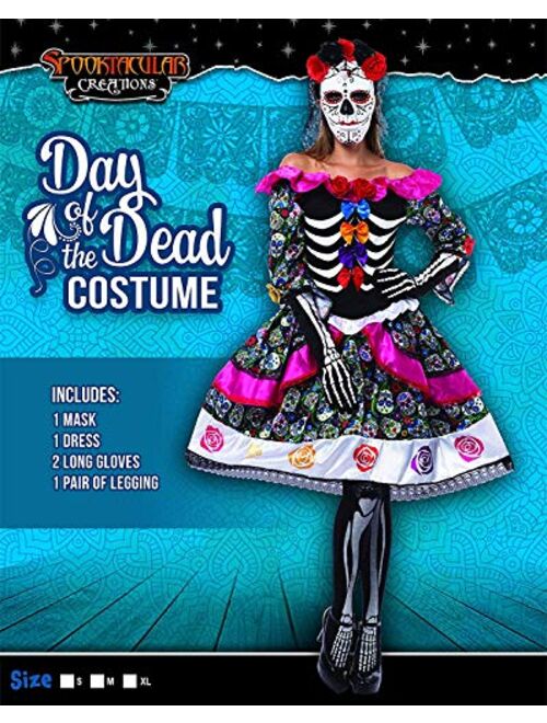 Spooktacular Creations Womens Day of The Dead Spanish Costume Set for Halloween Lady Dress Up Party, Dia de Los Muertos