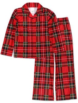 Komar Kids Boys Traditional Holiday Christmas Plaid Coat Style Pajamas Set