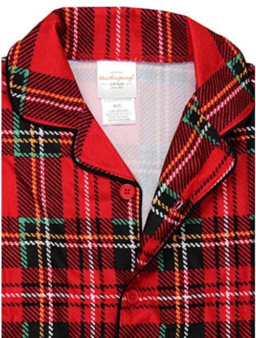 Komar Kids Boys Traditional Holiday Christmas Plaid Coat Style Pajamas Set