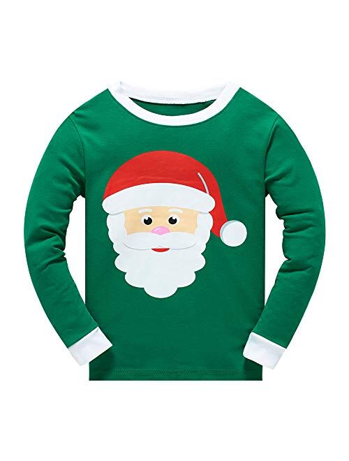 Popshion Boys Christmas Pajamas for Toddler Clothes Set Snowman Sleepwear Long Sleeve 100% Cotton 2 Piece Kids Pjs Size 1-10 Years