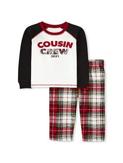Kids' Holiday Snug Fit Cotton Top and Fleece Pant Pajamas