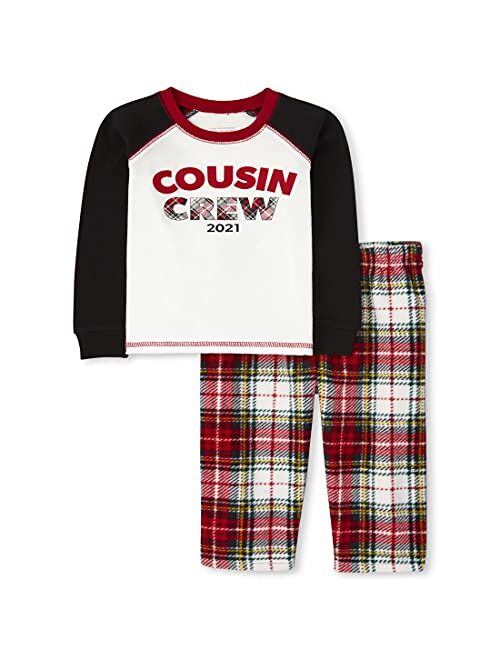 The Children's Place Kids' Holiday Snug Fit Cotton Top and Fleece Pant Pajamas