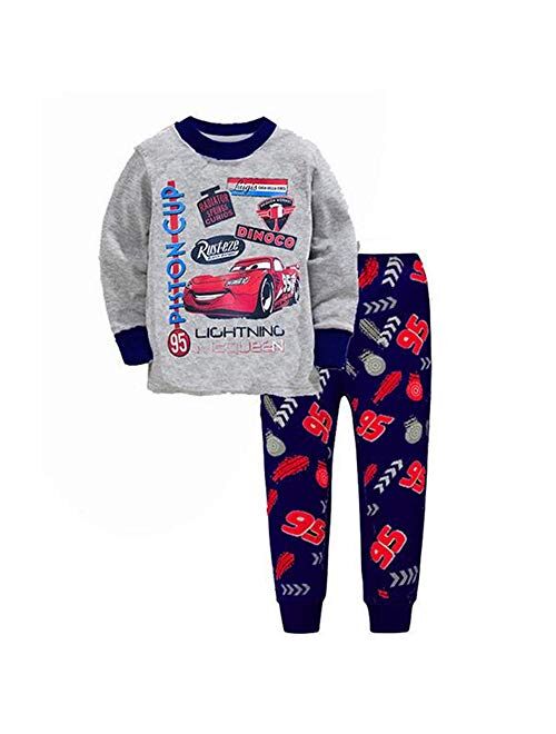 Youenyou Toddler Boys Long Sleeve Rocket Dinosaur Pajamas Sets Pjs Cotton Sleepwear Infant Kids