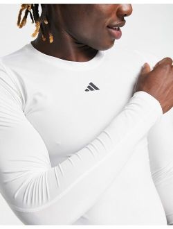 performance adidas Training Tight Fit long sleeve t-shirt in white