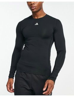 performance adidas Training Tight Fit long sleeve t-shirt in black