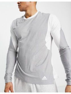 performance adidas Yoga 2-tone long sleeve t-shirt in gray