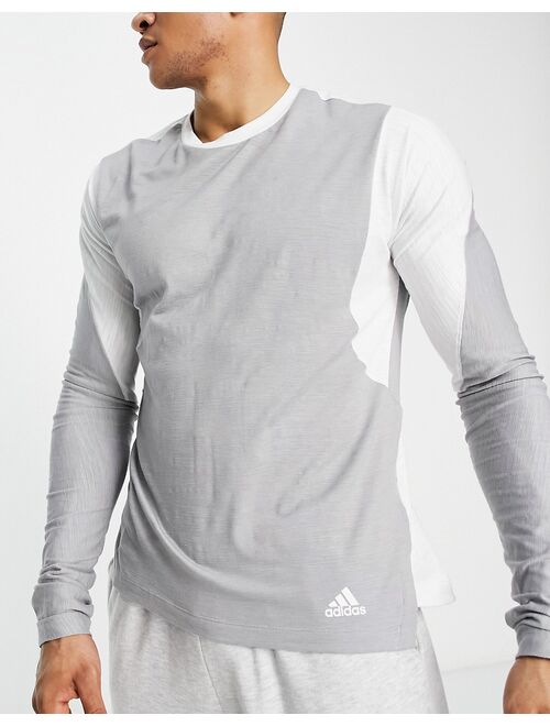 adidas performance adidas Yoga 2-tone long sleeve t-shirt in gray