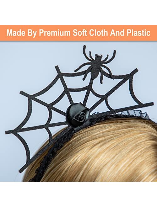 Quescu 6Pcs Halloween Headband for Women,Pumpkin, Spider,Bat Headband,Witch Hat,Demon Halloween Headpiece Party Cosplay Decoration