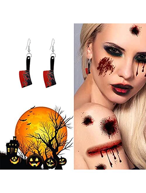 6 Pairs Punk Knife Dagger Drop Dangle Earring Set Gothic AcrylicJust Follow Blood Printed Knife Earring for Women Girl Teen Hip Hop Halloween Party Jewelry With Box