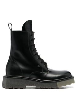 Off-White sponge-sole leather combat boots