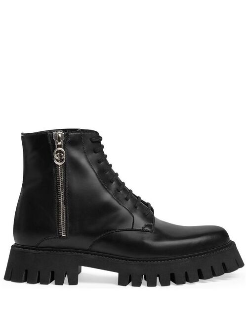 Gucci chunky zip-up leather boots