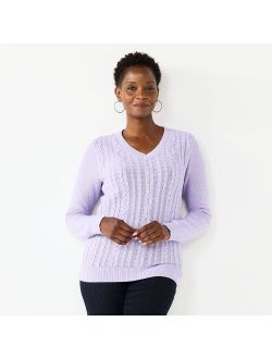 Classic V-Neck Cable Sweater