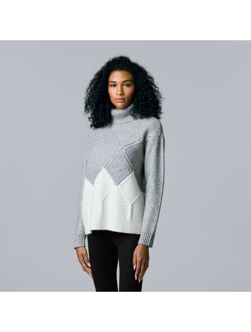 Women's Simply Vera Vera Wang Argyle Colorblock Sweater