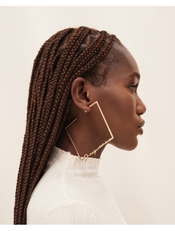 asymmetric signature logo earrings