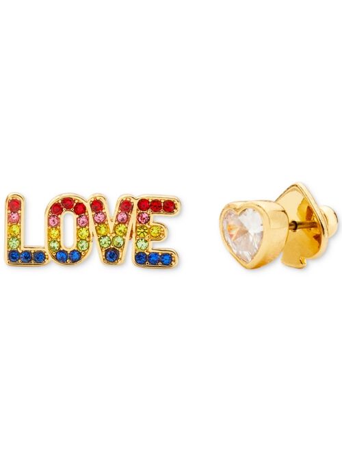 Kate Spade New York Gold-Tone Rainbow Stone Love Mismatch Stud Earrings