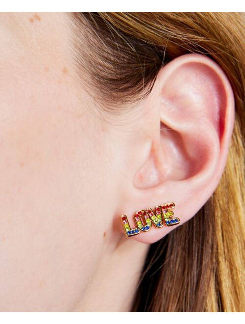 Kate Spade New York Gold-Tone Rainbow Stone Love Mismatch Stud Earrings