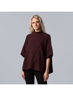 Cable-Knit Mockneck Poncho Sweater