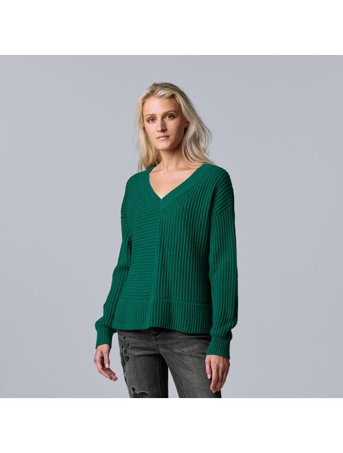 Women's Simply Vera Vera Wang V-Neck Ribbed Sweater