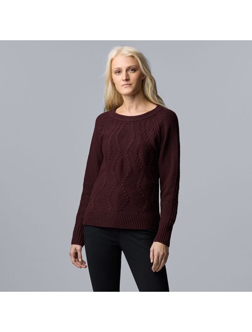 Women's Simply Vera Vera Wang Cable-Knit Crewneck Sweater