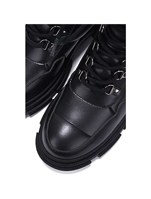 Cape Robbin Serafina Combat Boots, Lace up with D ring Chunky Block High Top Ankle Bootie