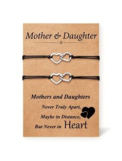 DESIMTION Mother Daughter Bracelets Back to School Gifts for Kids First Day of School Daughter Gifts from Mom Heart Mommy and Me Bracelet