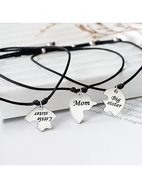 Tarsus Matching Puzzle Heart Bracelets for 3 Friendship/Sister/Mother Daughter Gifts for Women Girls