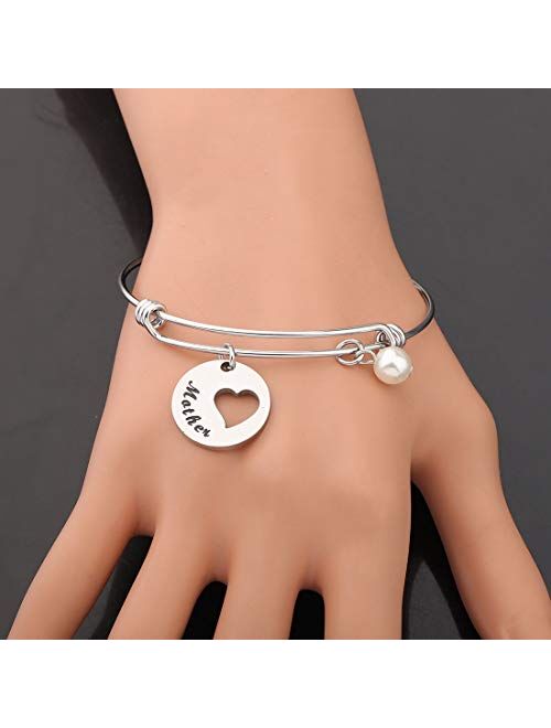 CHOORO Mother Daughter Heart Cutout Bracelet Set of 2/3/4 Mom and Me Jewelry