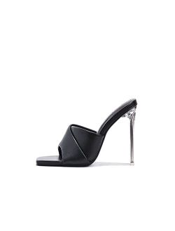 Talulla Sexy Clear Stiletto High Heels for Women, Square Open Toe Shoes Heels