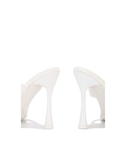 Cape Robbin Tibi Sexy High Heels for Women, Woven T-Strap Shoes Heels with Square Open Toe