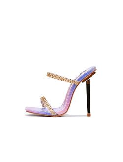 Enya Clear Stiletto High Heels for Women, Slip On Sexy Shoes with Square Toe
