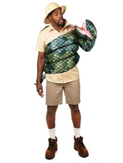 Funny Zoo Keeper Halloween Costume w/ Green Boa Constrictor Stuffed Animal Arm Puppet for Men - HAT NOT INCLUDED