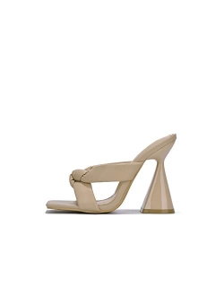 Divi Sexy Twisted-Knot Heels for Women, Slip On Square Open Toe Heels