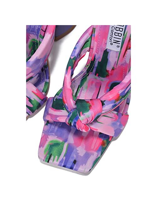Cape Robbin Divi Sexy Twisted-Knot Heels for Women, Slip On Square Open Toe Heels