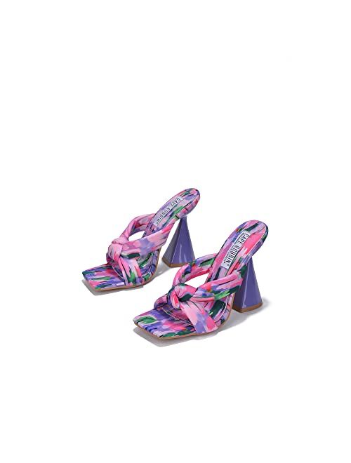 Cape Robbin Divi Sexy Twisted-Knot Heels for Women, Slip On Square Open Toe Heels