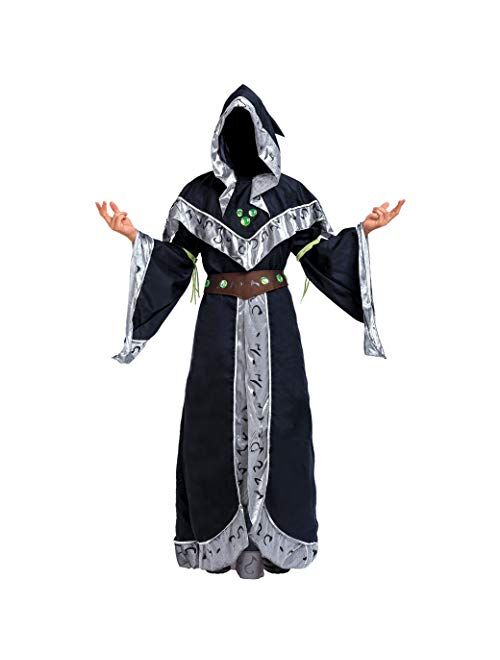 Spooktacular Creations Mystical Dark Sorcerer Medieval Warlock w/Glow Arm Strings Halloween Costumes for Men