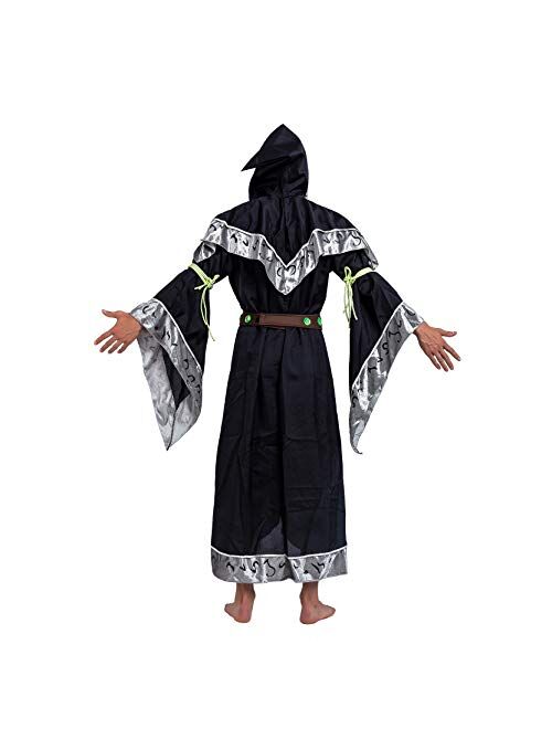 Spooktacular Creations Mystical Dark Sorcerer Medieval Warlock w/Glow Arm Strings Halloween Costumes for Men