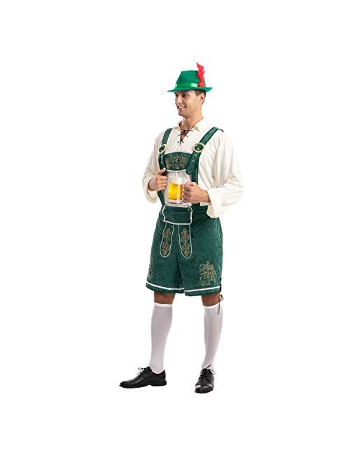 Spooktacular Creations Mens German Bavarian Oktoberfest Costume Green Set for Halloween Dress Up Party and Beer Festival, German Themed Party