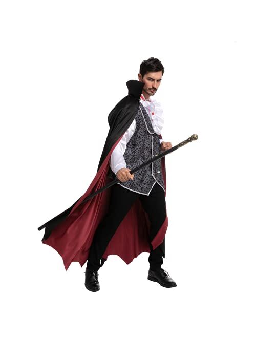 Spooktacular Creations Halloween Vampire Costume in Cold Silver for Adult Mens Halloween Party Events