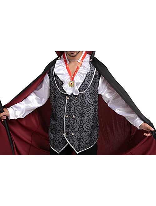 Spooktacular Creations Halloween Vampire Costume in Cold Silver for Adult Mens Halloween Party Events