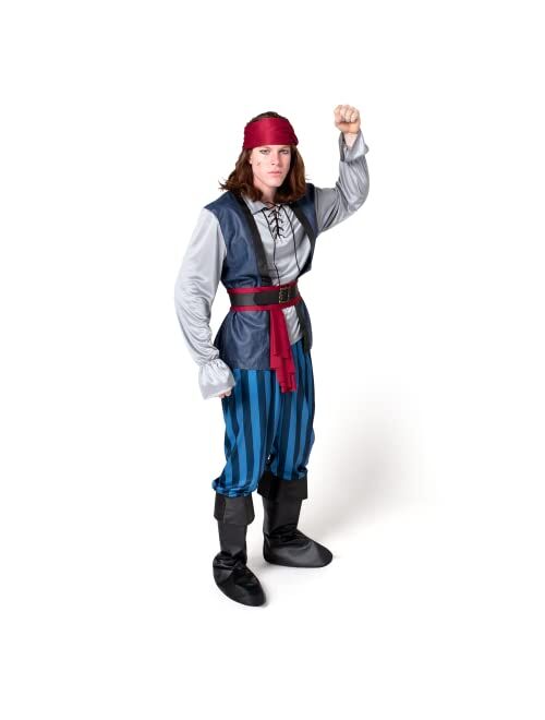Spooktacular Creations Adult Men Pirate Costume for Halloween Dress Up Party, Trick or Treating, Cosplay Party-XL