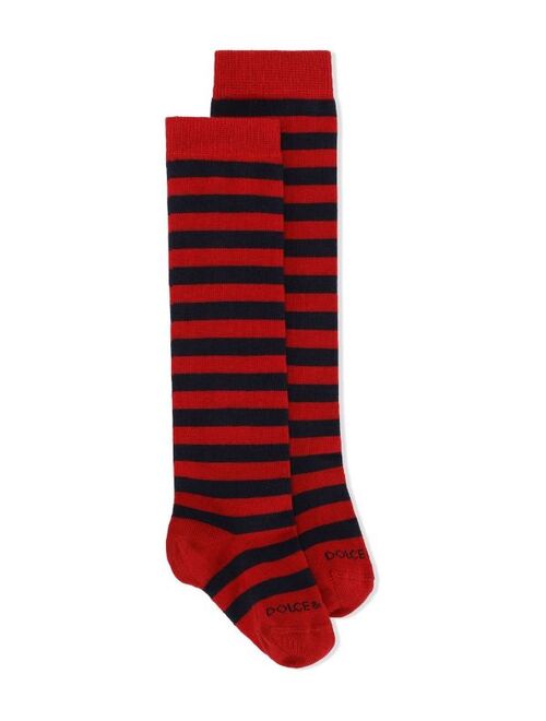 Dolce & Gabbana Kids logo-embroidered stripe socks