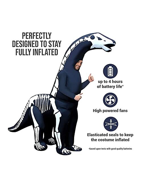 Morph Skeleton Diplodocus Inflatable Dinosaur Costume Adult Jurassic Giant - One Size